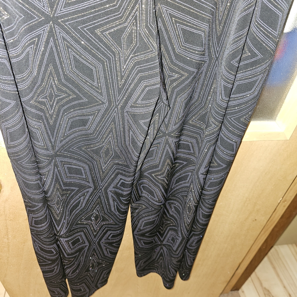 Cato Black and Gray Geometric Boot Cut Pants